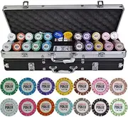 TX GIRL Poker Chips Set Casino Crown Poker Poker Chips Set 100/200/300/400/500PCS/Set Texas Hold'em Baccarat Chips with Aluminum Suitcase & Table Cloth (Color : 500pcs Silver Box)