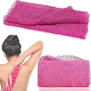 African Net Long Bath Net Sponge,JASSINS African Bathing Body Exfoliating Net Shower Body/ Back Scrubber Skin Smoother,Stretch Length to 66 INCH (Pink)