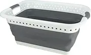 Seymour's Collapse-A Laundry Basket 37L - White and Grey Space-Saving, Foldable Laundry Basket for Home, Flats, and Apartment Use