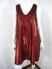 RACHEL ROY NWT Sleeveless V neck Sequin Party Dress Size L large Wine Red