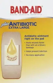 Band Aid Adhesive Bandages Plus Antibiotic Ointment Extra Large 8ct Pack of 2