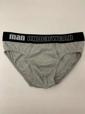 95% Cotton 5% Spandex "Man Underwear" Gray Men’s Underwear/Brief, Size (L)