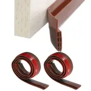 2 Pcs Silicone Door Draft Stopper Door Weather Stripping Door Sweep, Brown