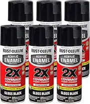Rust-Oleum 2X Acrylic Enamel Top Coat Spray Paint, Gloss Black, 340 g (Pack of 6)