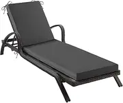 IPYNBAP Chaise Lounge Cushions Outdoor, Waterproof Lounge Chair Cushion, 80x 26x 3 Inch Outdoor Chair Cushions with Ties, High-Density Foam Patio Lounge Chair Pads for Lawn, Pool & Beach, Dark Grey