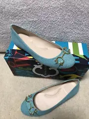 BEAUTIFUL! C.WONDER C LOGO CHARM BALLET SKY BLUE BALLET SHOES FLATS S/6 NIB