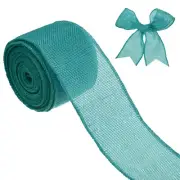 Burlap Ribbon, 2.5" x 10 Yards Burlap Wired Edge Ribbon [Jade Green]