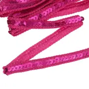 11 Yard Sequins Trim Ribbon 0.5 Inch Sequin Gimp Braid Trim, Rose Red