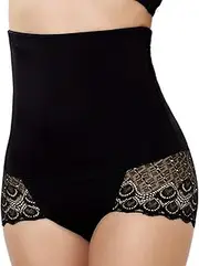 [XSDSLS] Tummy Control Underwear Women's Lace Bodice Briefs Thong Shapewear Bodice Pants High Waist Shapewear Briefs Tummy Control Figure Shaping Underwear for Women, Black