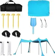 Beach Tent Sun Shelter - Sun Protection Cabana with 4 Sandbags for Camping - Easy Setup Outdoor Cabana Tent for Picnics, Fishing, Beach, Backyard