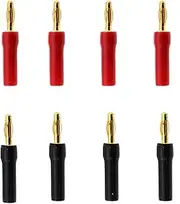TAODAN 4 Pairs 4mm Speaker Banana Plugs Open End Screw Type Copper Insulated 24K Gold Plated Speaker Cable Banana Plug Connector Suitable for Audio Video Receiver and Amplifiers