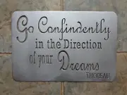 Thoreau Go Confidently Plasma Cut Metal Wall Art 18 x 12 Textured Silver Finish