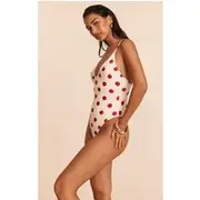 Red Polka Dot Scoop Swimsuit, Red