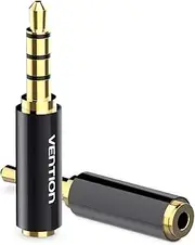 VENTION Gold Plated 2.5mm Female Jack to 3.5mm Male Jack Stereo Full Metal Earphone Audio Headphone Adapter Connector Converter Support MIC Function (2 Pack)