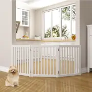 WELLAND Wooden Freestanding Pet Gate, 24 Inch 3 Panel Step Over Fence, Expand...