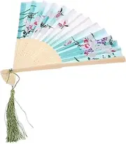 GREENADSCAPE Elegant Chinese Hand Fan Bamboo and Fabric Foldable Fan for Decor Dancing Performance