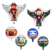 6pcs Roblox Shaped & Round Foil Balloon Noob Gaming Helium Balloon