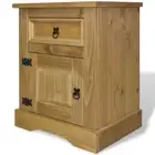 Wooden Bedside Cabinet Mexican Storage Unit Side End Lamp Table Pine Nightstand