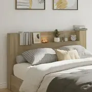Headboard Cabinet with LED Sonoma Oak 180 cm
