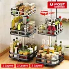 Square Rotating Kitchen Storage Spice Organiser Rack Pantry Bathroom Black
