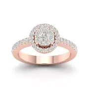 10k Rose Gold Round Cut 0.5Ct Diamond Engagement Ring Size 7 Clarity I2