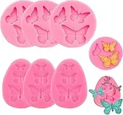6 Pack Mini Butterfly Silicone Molds, Fondant Cake Baking Mold, Cupcake Decoration Tool, Shaped Chocolate Trays for Homemade Cake (Pink, One Size)