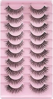 NPFVKSA False Eyelashes 10 Pairs 3D natural Wispy Lashes Cat Eye Lashes Mink Lashes Fluffy Thick And Soft Lashes (W55)
