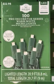 Holiday Time 100 Pro Decorator Series WARM WHITE Micro LED String Lights Multi