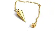 Jet Authentic Metal Pendulum Healing Dowsing Metaphysical Spiritual Answers Queries Stress Relief Pain Relief Divination Speech Therapy (Gold Cone Chamber)