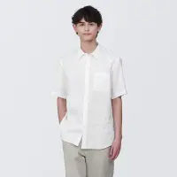 在飛比找博客來優惠-【MUJI 無印良品】男亞麻水洗短袖襯衫 XS 白色