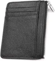 [Tzylomirx] RFID Blocking Wallet for Men - Genuine Leather Slim Design with Zipper Coin Pocket, Anti-Skimming Credit Card Holder for Travel & Daily Use