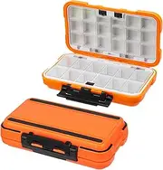 Fishing Lure Box, Waterproof Portable Lightweight Tackle Storage Box with Rubber Shock Absorber, Plastic Fishing Accessories Box for Angler (Orange L)