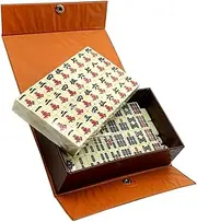 FELTECHELECTR Game Mahjong Sets Portable Set Storage Box Engraved Mahjong Tiles for Travel