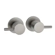 Gunmetal Grey Brass 1/4 Turn Round Hot Cold Tap Wall Set For Shower Vanity Spout