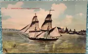 Commodore Perry's Flagship Lawrence 1930's Unused Vintage Postcard