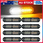 8x Amber/White 12 LED Car Emergency Beacon Light Hazard Flash Strobe Bar Warning