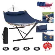 Comfortable Dark Blue Portable Hammock with Stand & Adjustable Height Chains