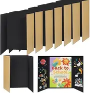 8 PCS Trifold Poster Board- Large 40" x 28" Tri Fold Display Board Hard & Thick Black Presentation Cardboard for Science Fair, School Projects, Business Supply