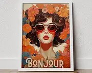 Bonjour Poster French Print Retro Wall Art Bonjour Print Wall Art Bonjour Retro Wall Decor Bonjour Typography Print Bonjour Print