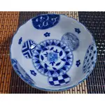 日本 菊形缽 藍丸紋  藍牡丹  3.5餐具 日式餐具 沙拉碗 2款 新未用