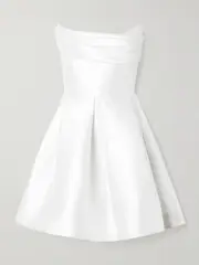 [Alex Perry] Alex Perry - Strapless Draped Sateen Mini Dress - White - UK 10 UK 10 White