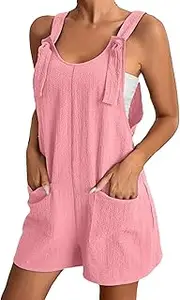 [RegaliaKun] Jumpsuits for Women Summer Casual Jumpsuit Shorts 2025 Adjustable Strap Overall Loose Fit Romper Shorts with Pockets