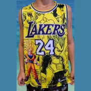 NBA LAKERS KOBE BRYANT X DRAGON BALL Z CUSTOM BASKETBALL SINGLET (CHOOSE SIZE)