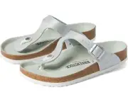 Birkenstock Gizeh Iridescent Matcha Microfiber 38 R Womens 7 NEW Silver