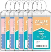 Teskyer 8 Pcs Clear Waterproof Cruise Luggage Tags with Zip Seal & Steel Loops, Compatible with P&O, Princess, Carnival, MSC, Norwegian Cruises