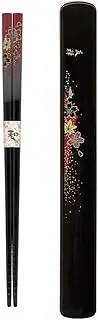 JapanBargain 3687, Travel Chopsticks with Case Reusable Chinese Korean Japanese Bamboo Portable Chop Sticks Utensil Dishwasher Safe Made in Japan, Yuzen Red