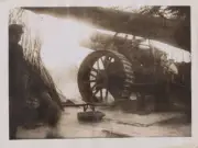 REPRINT OF ORIGINAL WWI PHOTO OF HOWITZER FIRING AT MESSINES