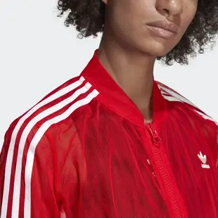 【豬豬老闆】ADIDAS ORIGINALS TRACK JACKET 艷紅色 透明薄紗 立領外套 女款 DW3890