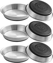 WROSWT Stainless Steel Cat Bowls,Whisker Friendly Shallow Cat Dishes for Food and Water,Non-Slip Silicone Bottom,Heavy Duty,Replacement Kitten Metal Plate for Elevated Stands,6 Pack