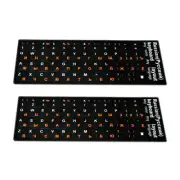 2 * Russian Standard Keyboard Layout Replace Sticker Orange Letters on Black F